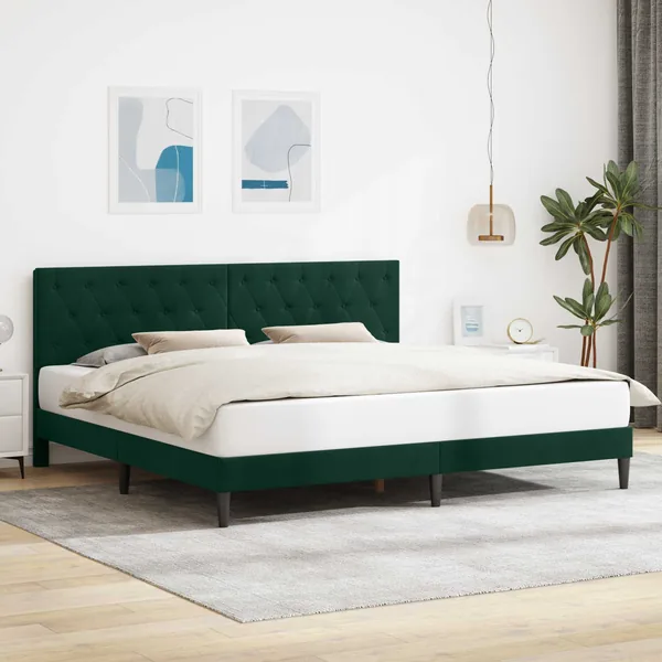 Cadre de lit avec tête de lit Vert foncé 180 x 200 cm Velours