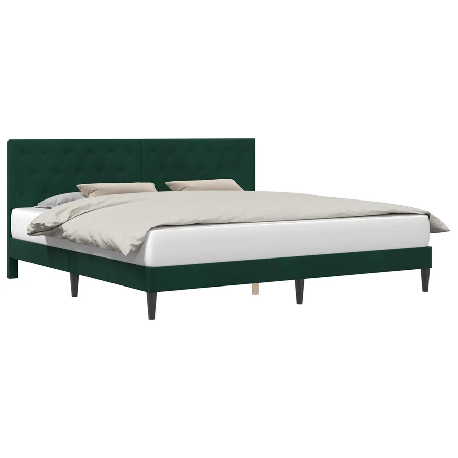 Cadre de lit avec tête de lit Vert foncé 180 x 200 cm Velours - 2