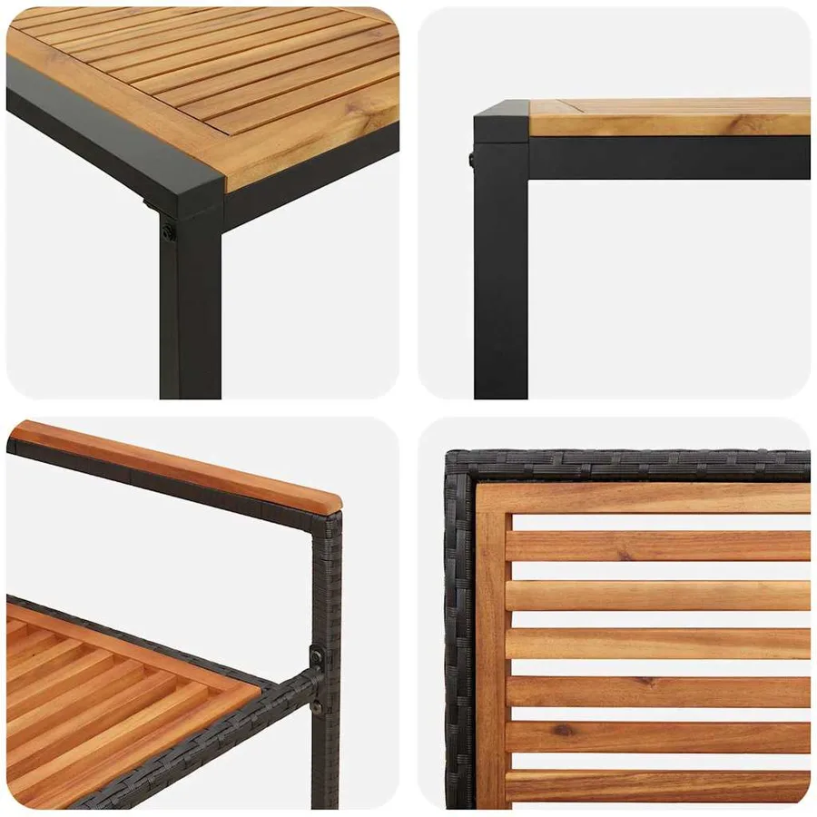 Ensemble de salle à manger pour jardin 7 pcs Noir et Marron - 9
