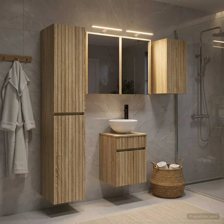 Ensemble d'armoire de salle de bain 5 pcs Chêne Sonoma