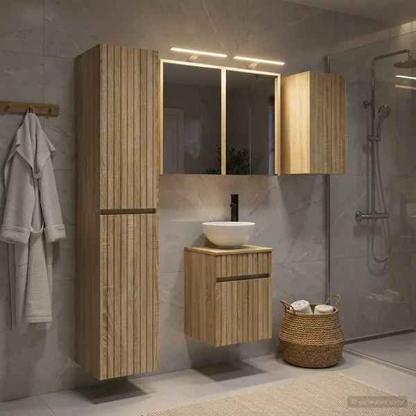 Ensemble d'armoire de salle de bain 5 pcs Chêne Sonoma