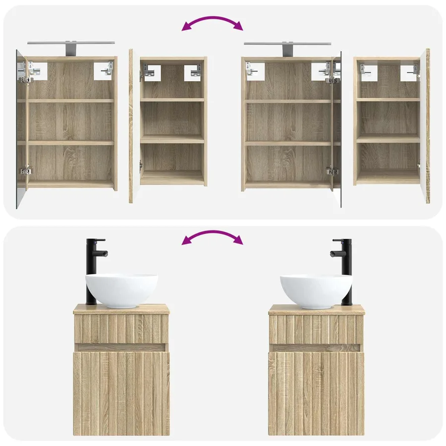 Ensemble d'armoire de salle de bain 5 pcs Chêne Sonoma - 14