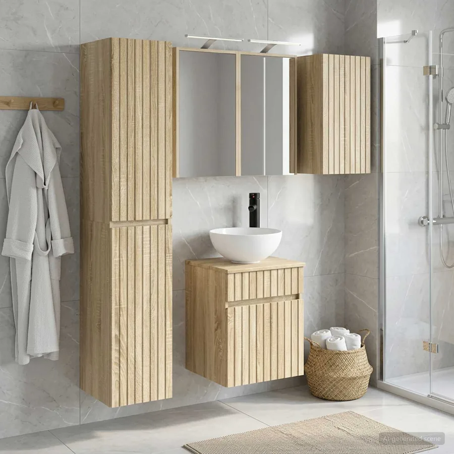 Ensemble d'armoire de salle de bain 5 pcs Chêne Sonoma - 4
