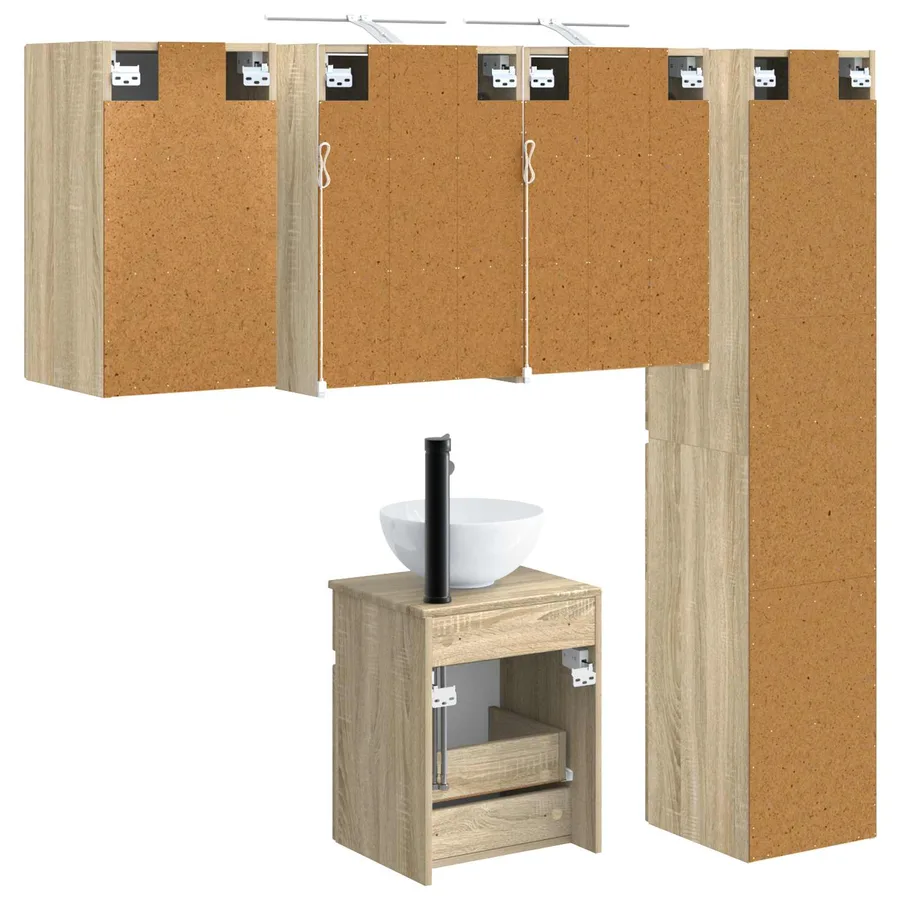 Ensemble d'armoire de salle de bain 5 pcs Chêne Sonoma - 9