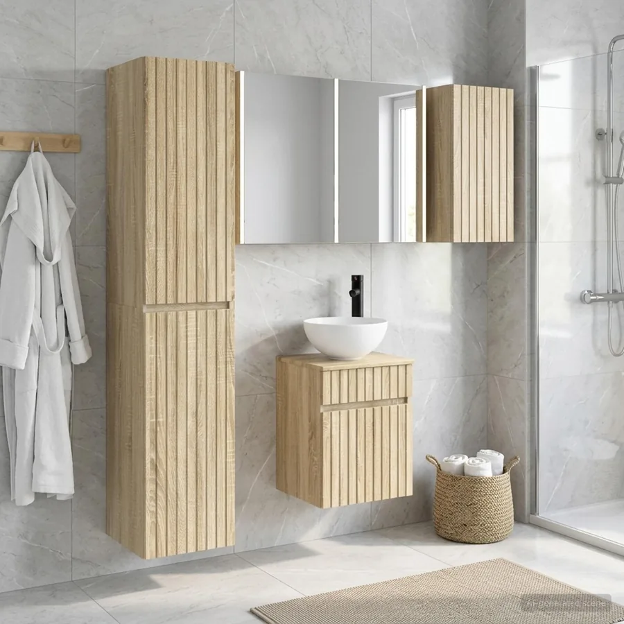 Ensemble d'armoire de salle de bain 5 pcs Chêne Sonoma