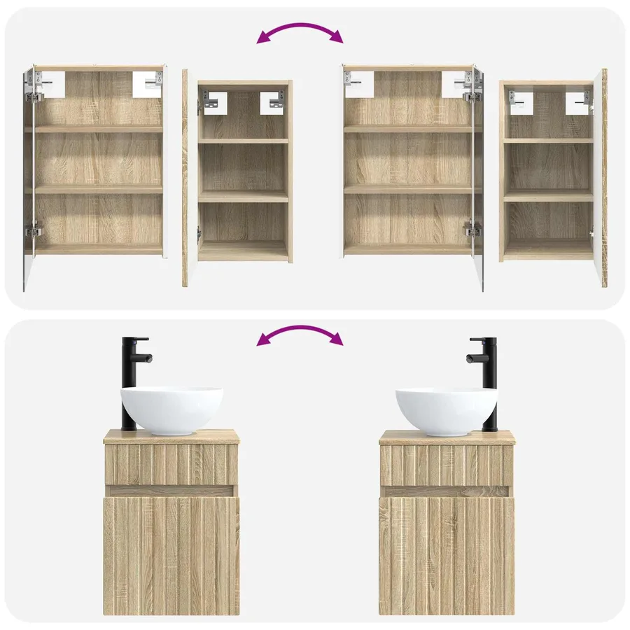 Ensemble d'armoire de salle de bain 5 pcs Chêne Sonoma - 14