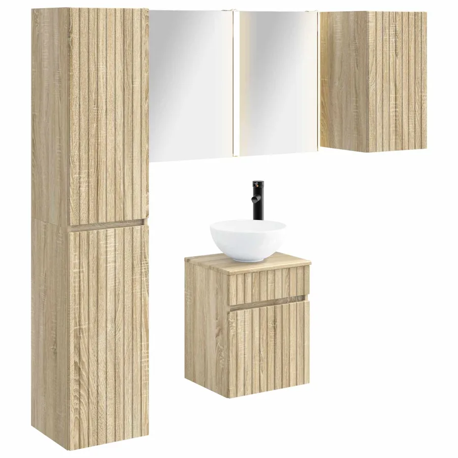 Ensemble d'armoire de salle de bain 5 pcs Chêne Sonoma - 2