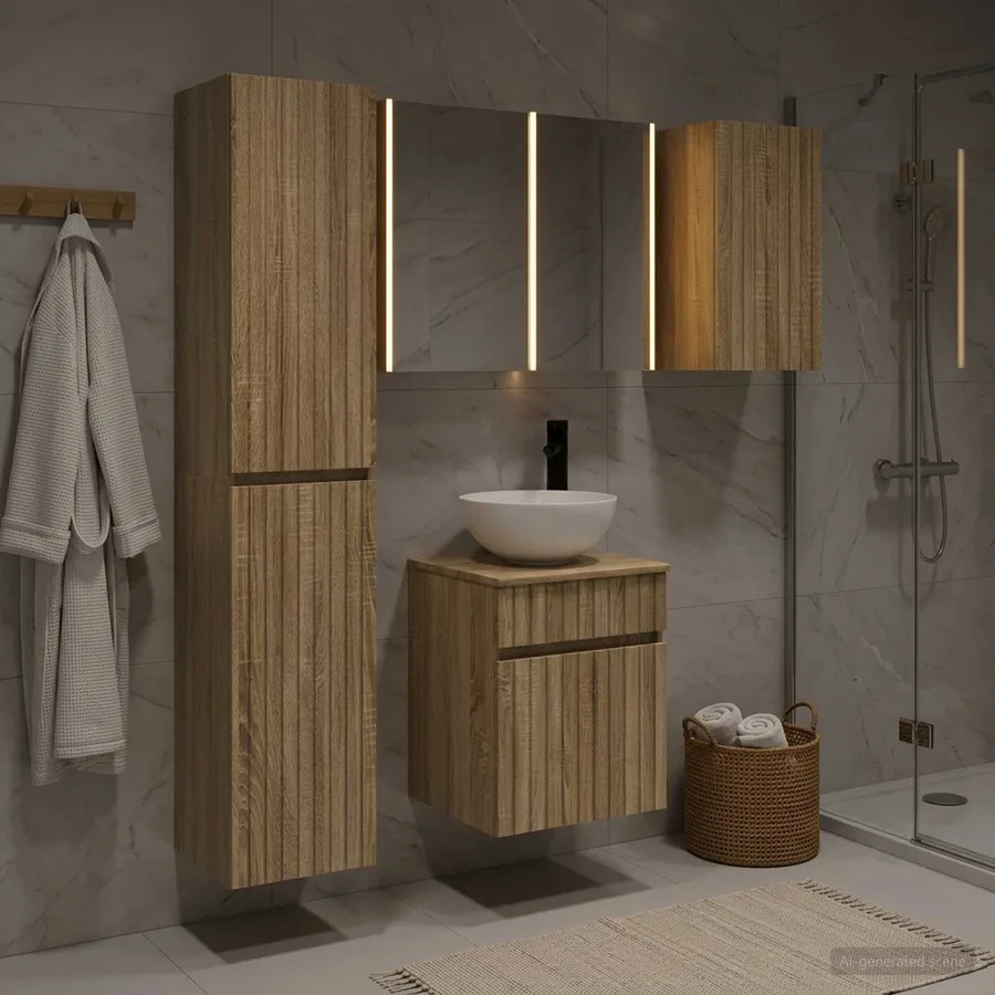 Ensemble d'armoire de salle de bain 5 pcs Chêne Sonoma - 4