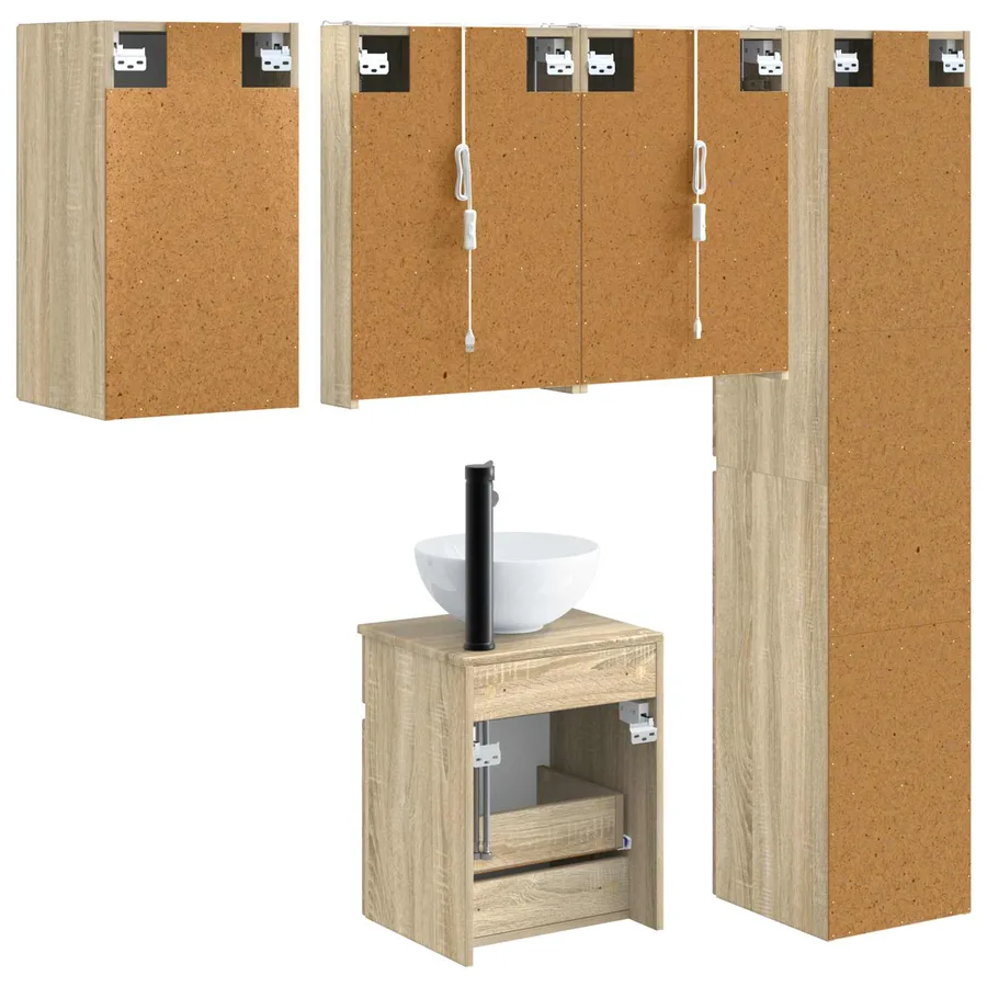 Ensemble d'armoire de salle de bain 5 pcs Chêne Sonoma - 9
