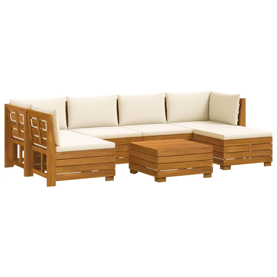 Ensemble de canapés d'extérieur avec coussin 7 Pièce Marron - 2