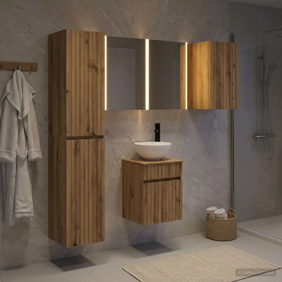 Ensemble d'armoire de salle de bain 5 pc Chêne artisanal