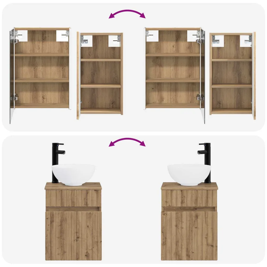 Ensemble d'armoire de salle de bain 5 pc Chêne artisanal - 14