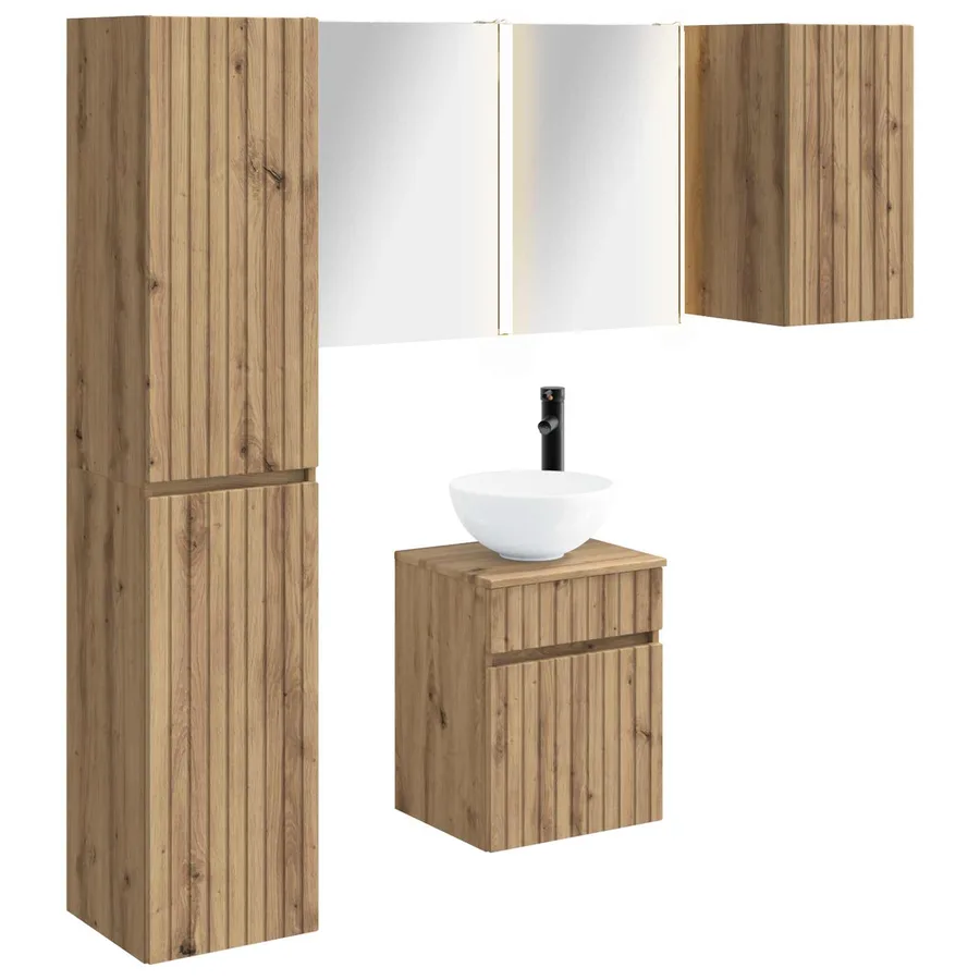Ensemble d'armoire de salle de bain 5 pc Chêne artisanal - 2