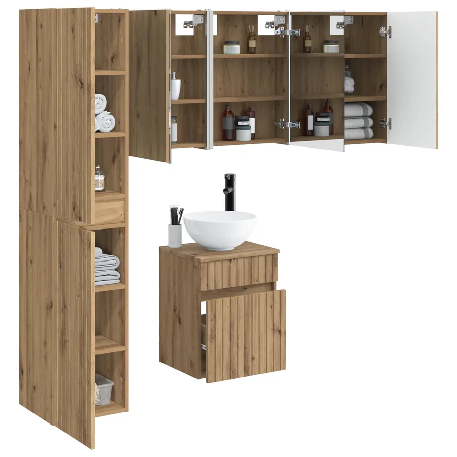 Ensemble d'armoire de salle de bain 5 pc Chêne artisanal - 3
