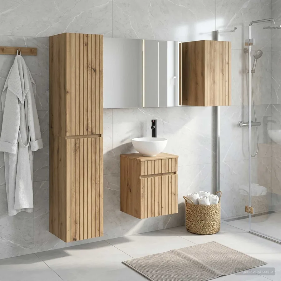 Ensemble d'armoire de salle de bain 5 pc Chêne artisanal - 4