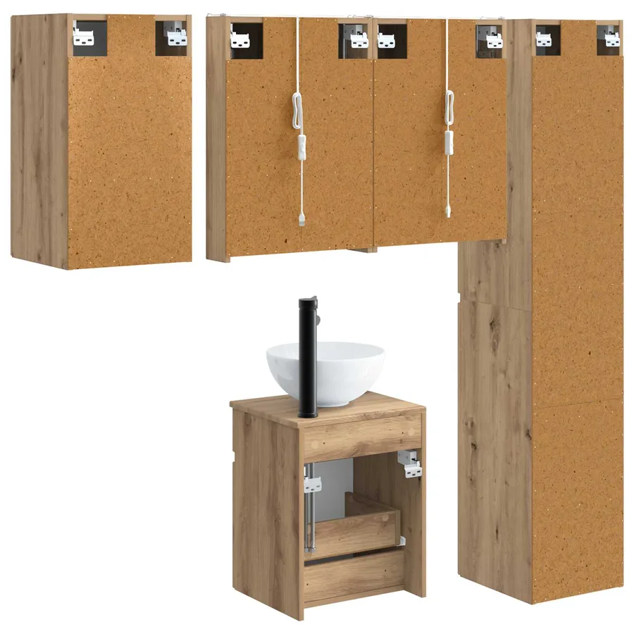 Ensemble d'armoire de salle de bain 5 pc Chêne artisanal - 9
