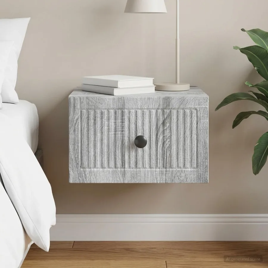 Cabinet de chevet mural Sonoma gris 33 x 34,5 x 20 cm