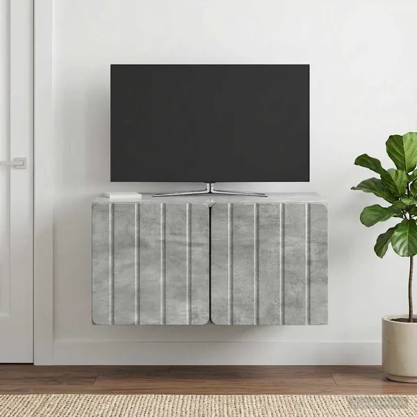 Meuble TV mural 59,5 x 41 x 30 cm Gris béton Bois d'ingénierie