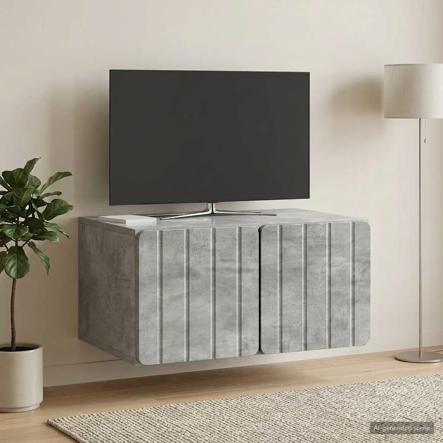 Meuble TV mural 59,5 x 41 x 30 cm Gris béton Bois d'ingénierie - 4