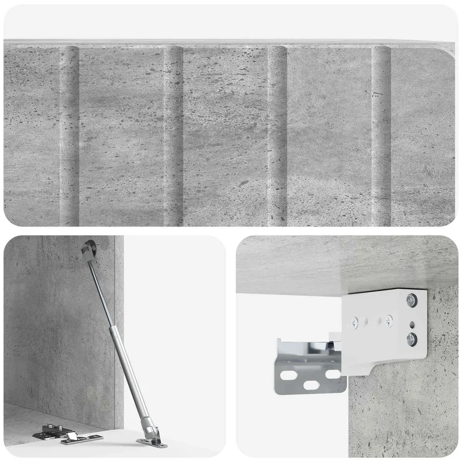 Meuble TV mural 59,5 x 41 x 30 cm Gris béton Bois d'ingénierie - 9