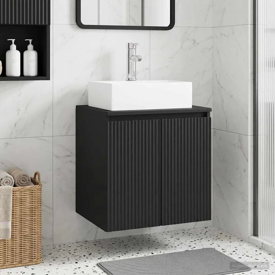 Vanité de lavabo mural Noir 49,5 x 41 x 62,5 cm