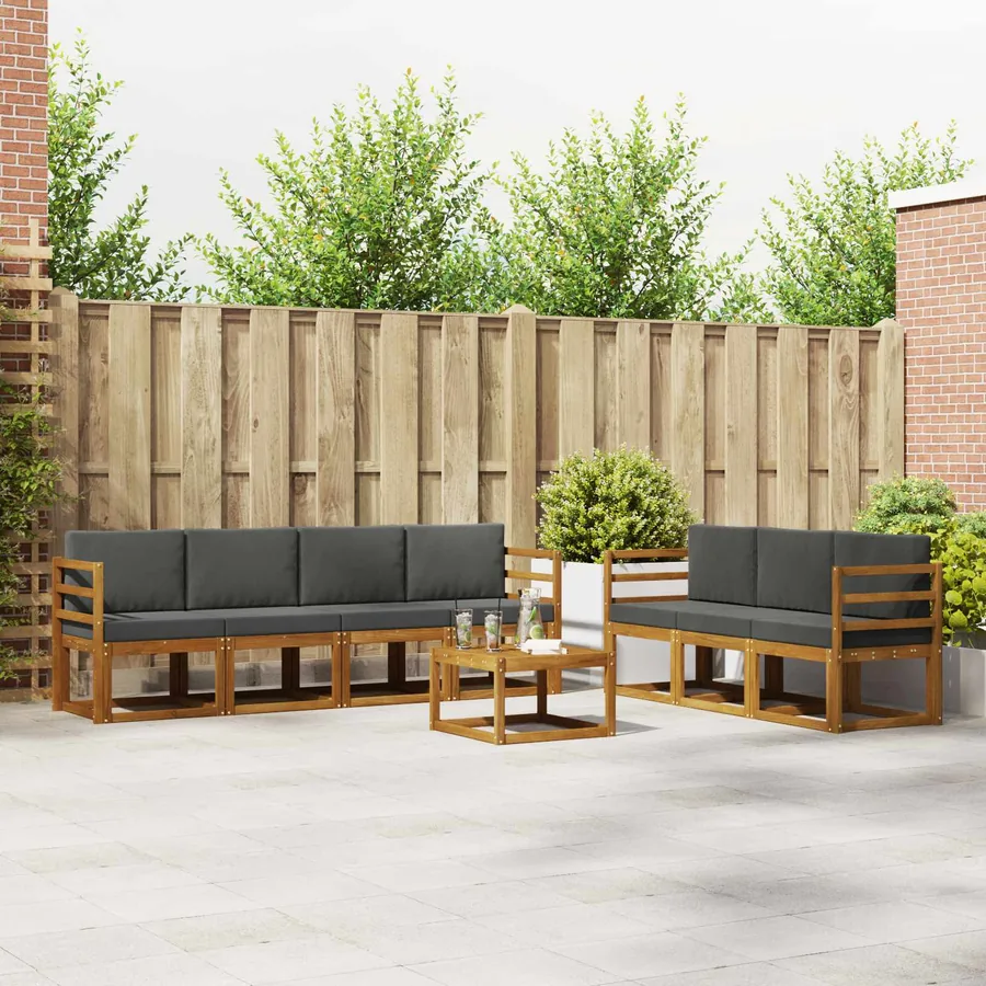 Ensemble de canapés d'extérieur 8 pcs Naturel et Anthracite