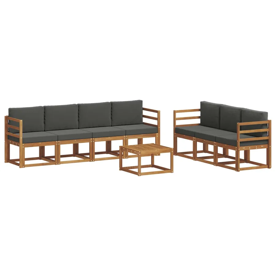 Ensemble de canapés d'extérieur 8 pcs Naturel et Anthracite - 2