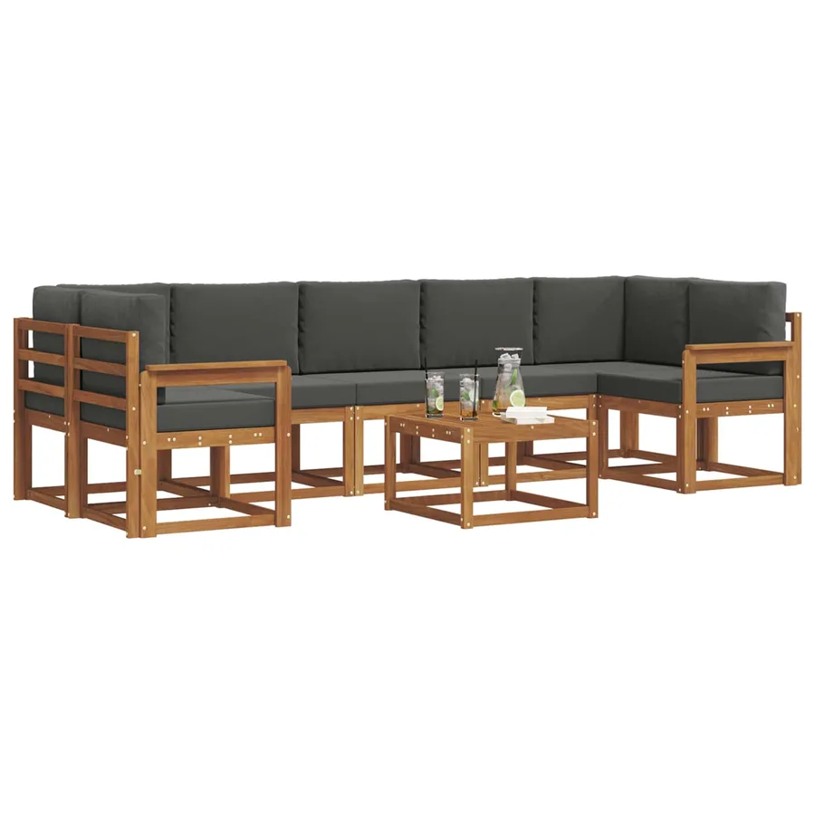 Ensemble de canapés d'extérieur 8 pcs Naturel et Anthracite - 3
