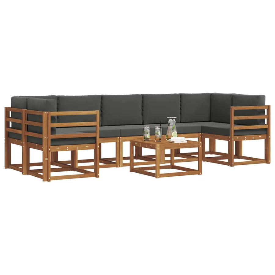 Ensemble de canapés d'extérieur 8 pcs Naturel et Anthracite - 3