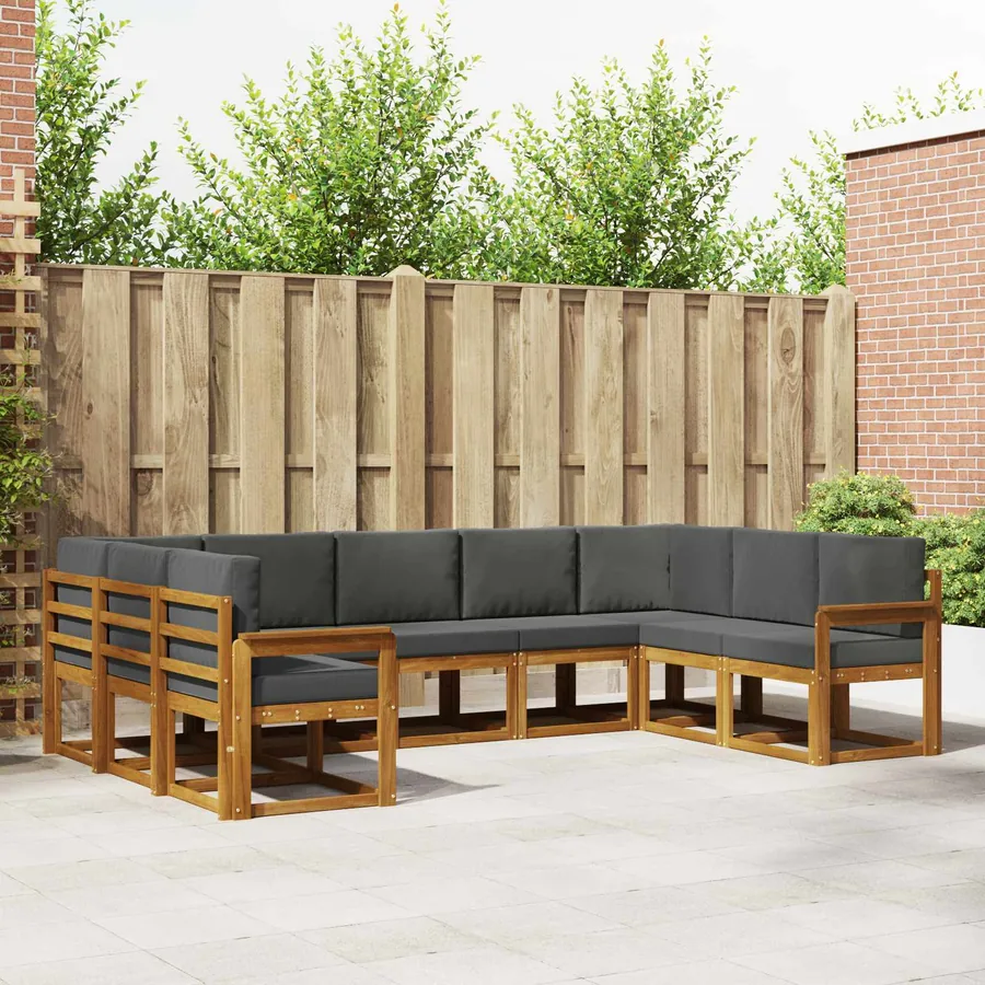 Ensemble de canapés d'extérieur 9 pcs Naturel et Anthracite