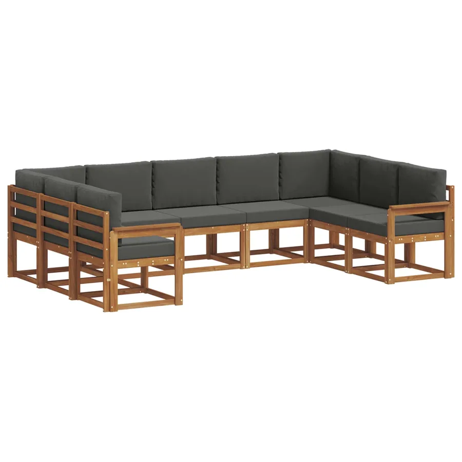 Ensemble de canapés d'extérieur 9 pcs Naturel et Anthracite - 2