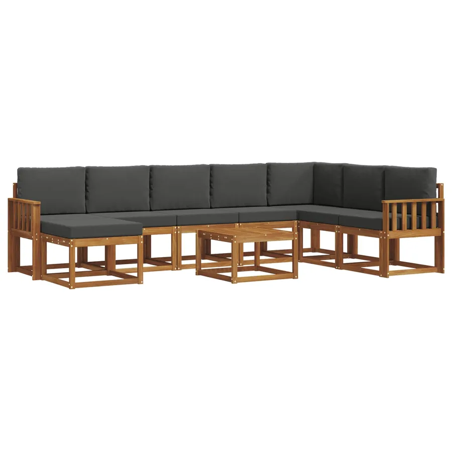 Ensemble de canapés d'extérieur 9 pcs Naturel et Anthracite - 2
