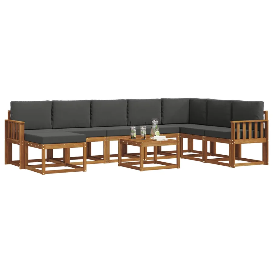 Ensemble de canapés d'extérieur 9 pcs Naturel et Anthracite - 3