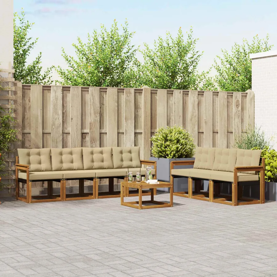 Ensemble de canapés d'extérieur 8 pcs Naturel et Beige