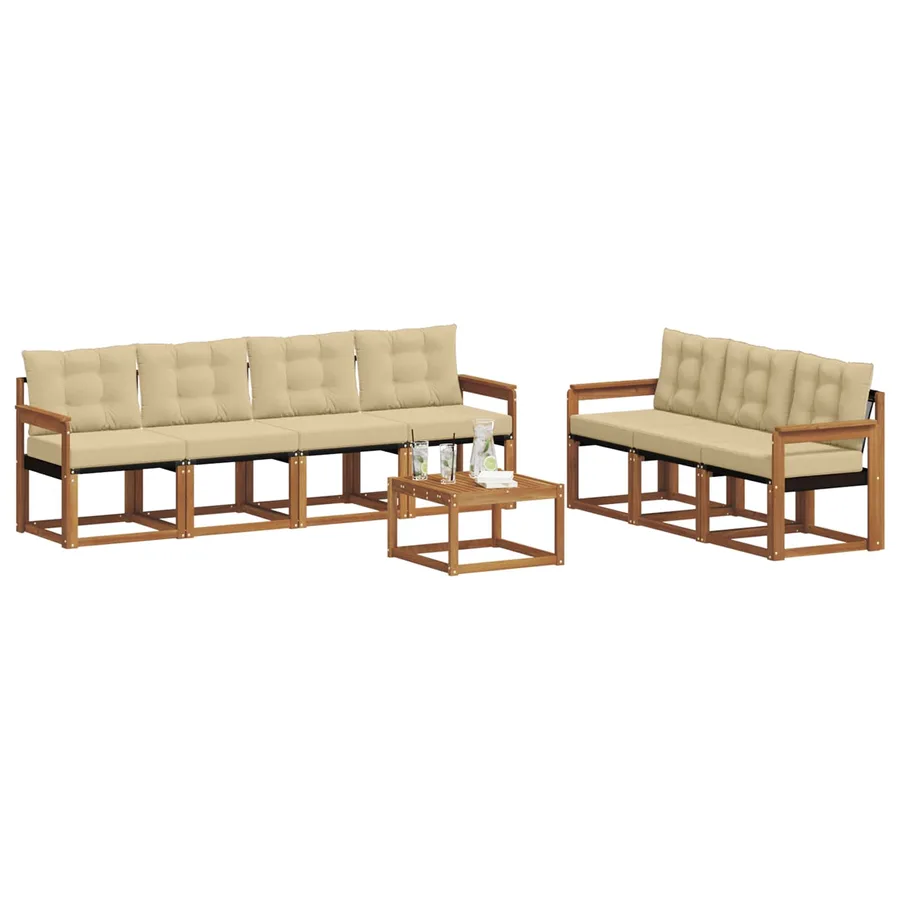 Ensemble de canapés d'extérieur 8 pcs Naturel et Beige - 3