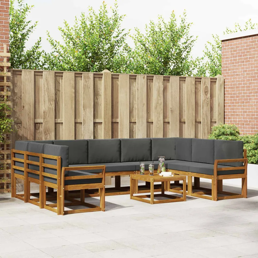 Ensemble de canapés d'extérieur 10 pcs Naturel et Anthracite