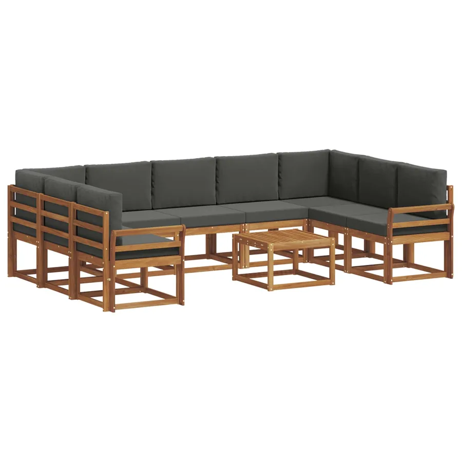 Ensemble de canapés d'extérieur 10 pcs Naturel et Anthracite - 2