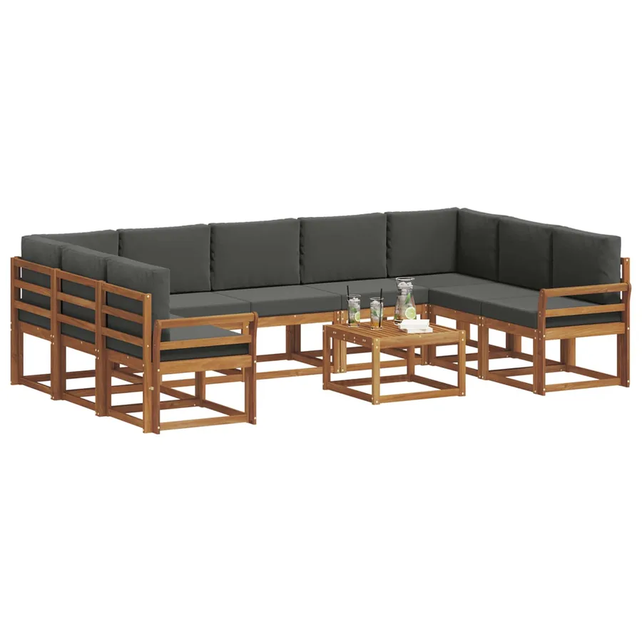 Ensemble de canapés d'extérieur 10 pcs Naturel et Anthracite - 3