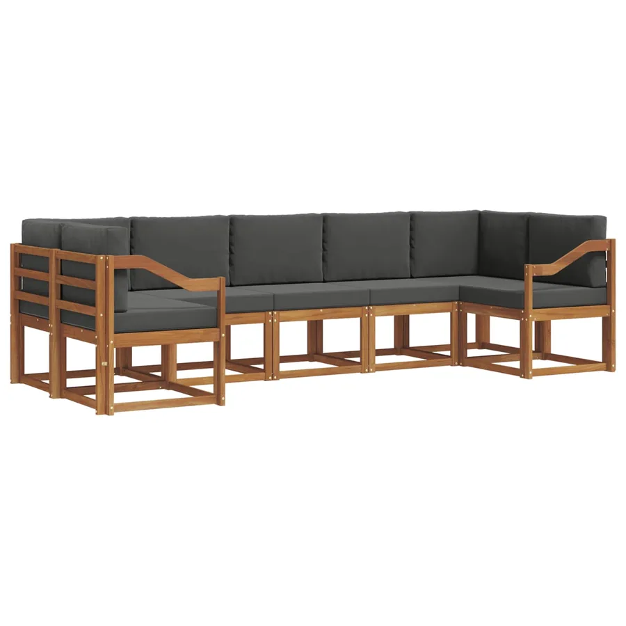 Ensemble de canapés d'extérieur 7 pc Naturel et Anthracite - 2