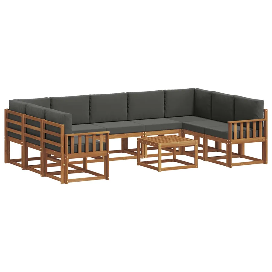 Ensemble de canapés d'extérieur 10 pcs Naturel et Anthracite - 2