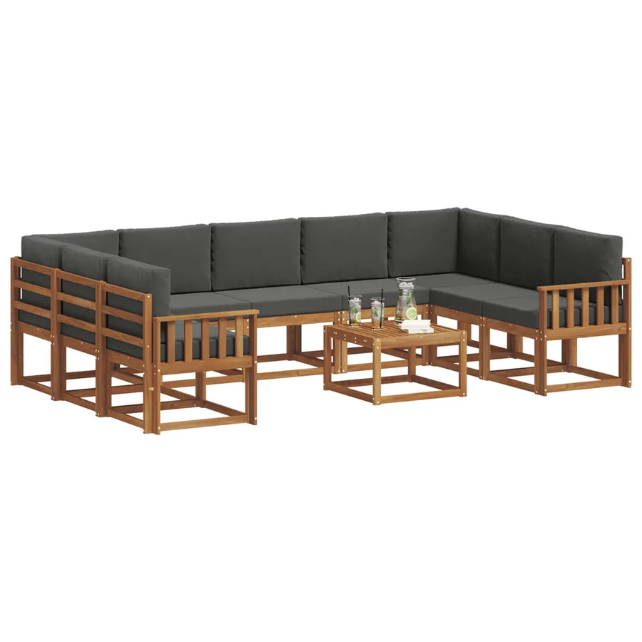 Ensemble de canapés d'extérieur 10 pcs Naturel et Anthracite - 3