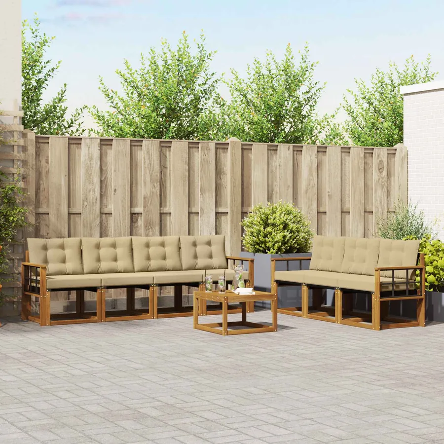Ensemble de canapés d'extérieur 8 pcs Naturel et Beige