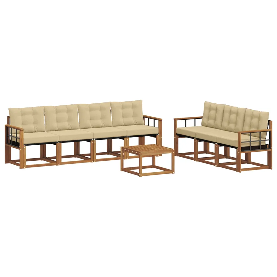 Ensemble de canapés d'extérieur 8 pcs Naturel et Beige - 2