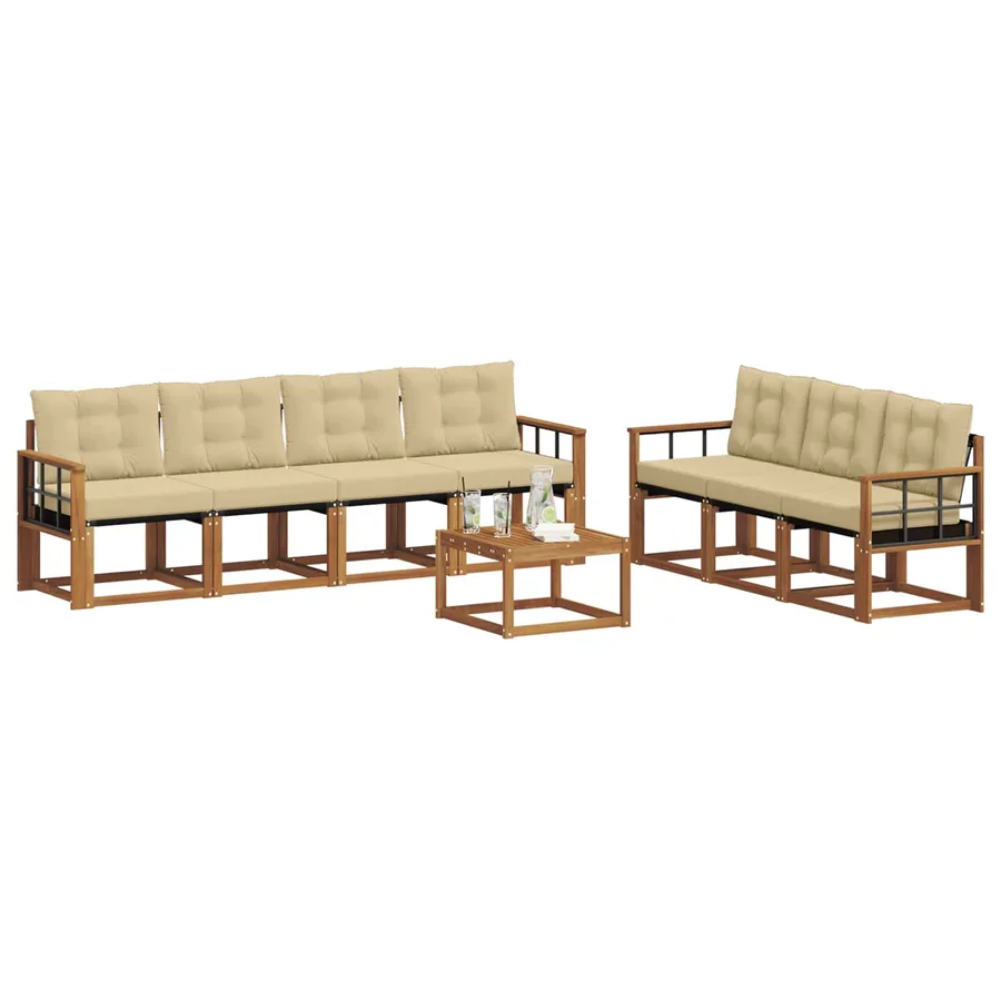 Ensemble de canapés d'extérieur 8 pcs Naturel et Beige - 3