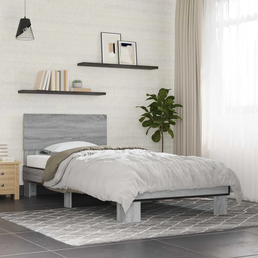 Cadre de lit avec tête de lit Sonoma gris 80 x 200 cm