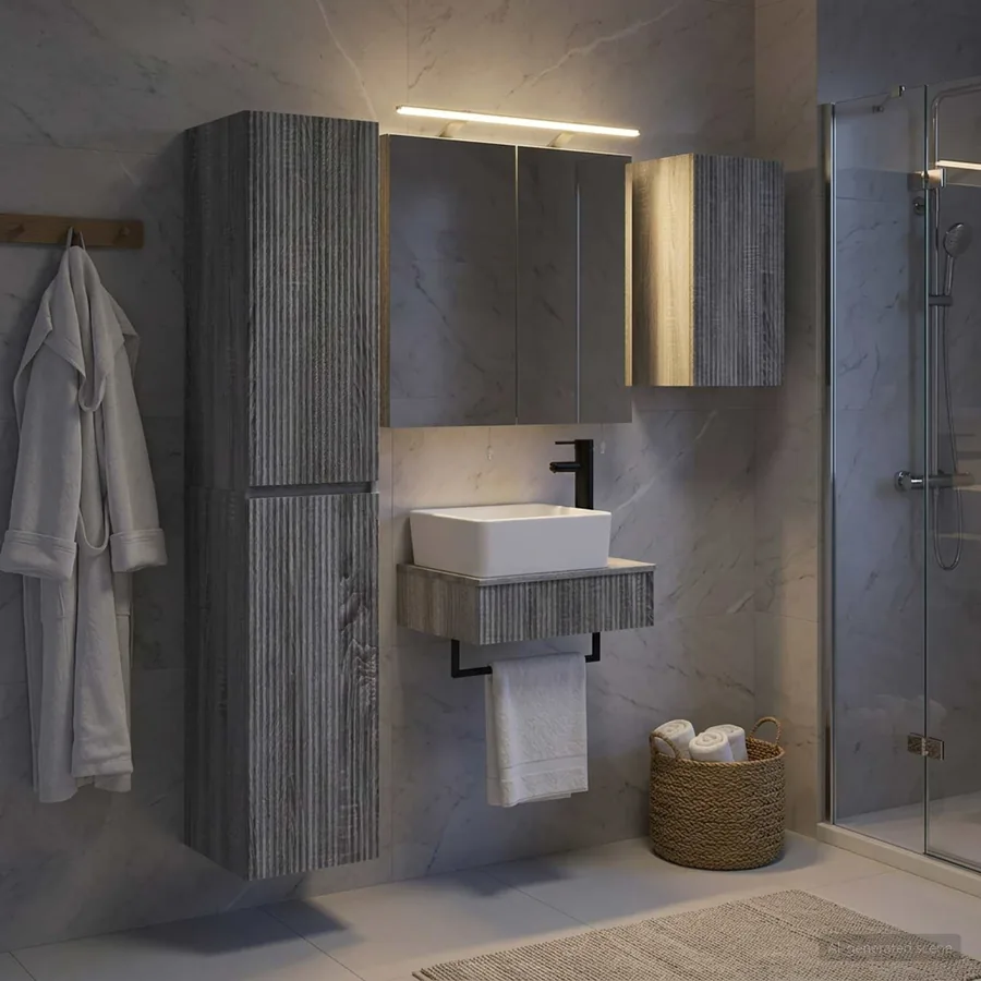Ensemble de mobilier de salle de bain 5 pcs Sonoma gris