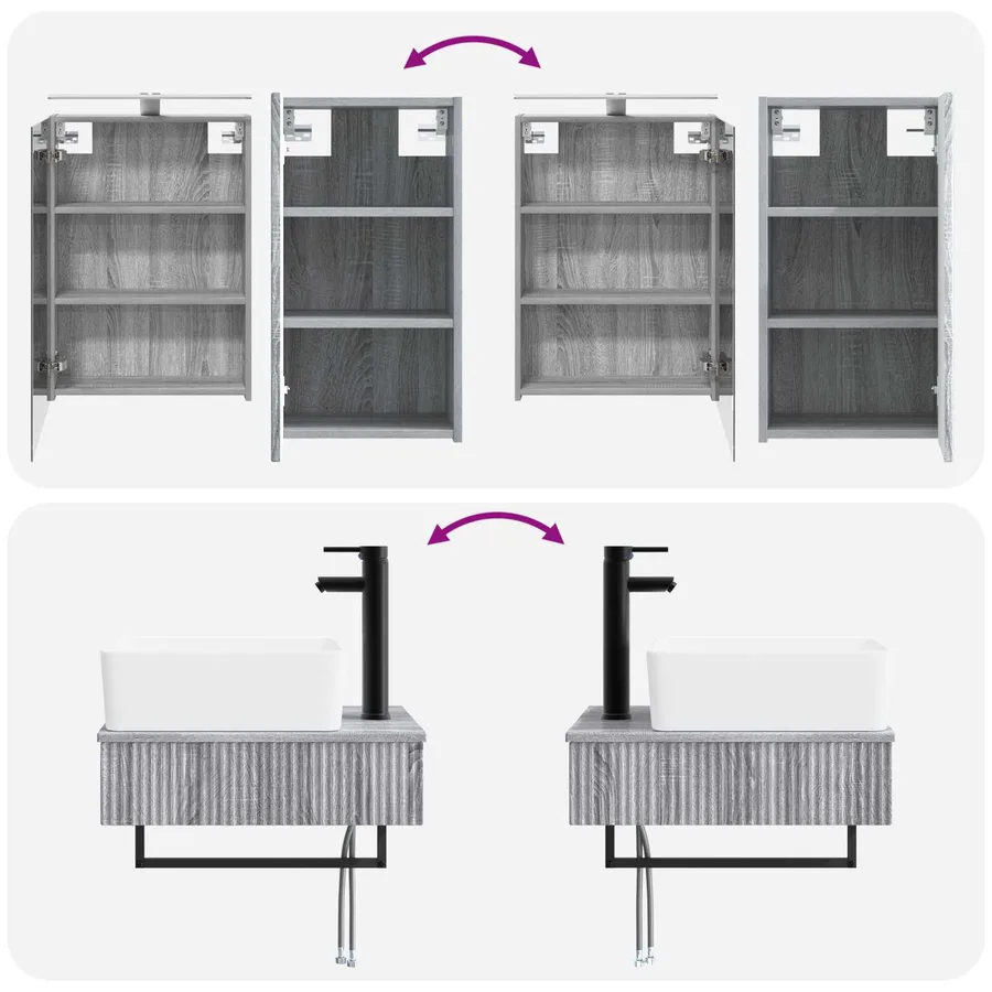 Ensemble de mobilier de salle de bain 5 pcs Sonoma gris - 14
