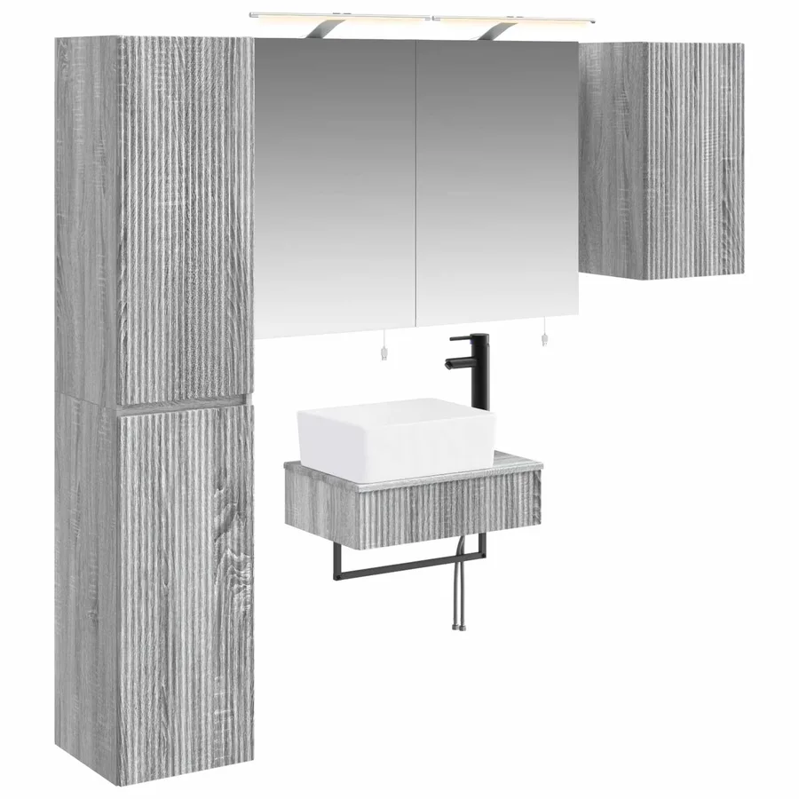 Ensemble de mobilier de salle de bain 5 pcs Sonoma gris - 2