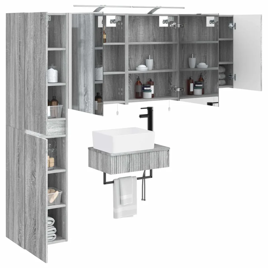 Ensemble de mobilier de salle de bain 5 pcs Sonoma gris - 3