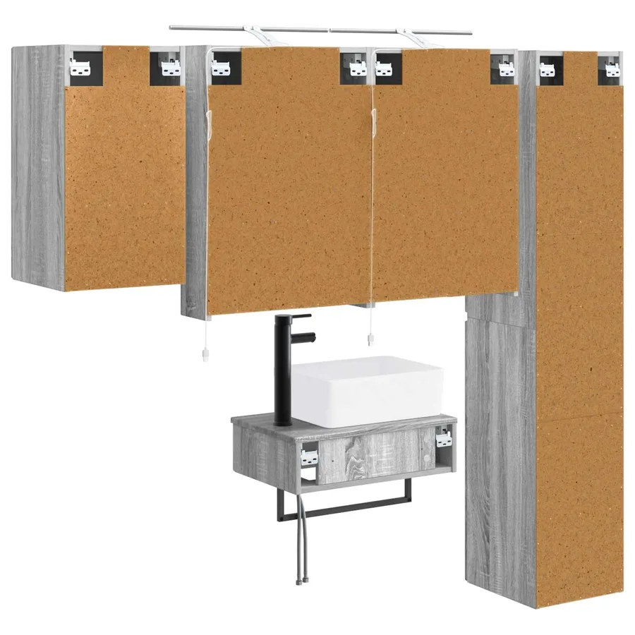 Ensemble de mobilier de salle de bain 5 pcs Sonoma gris - 9